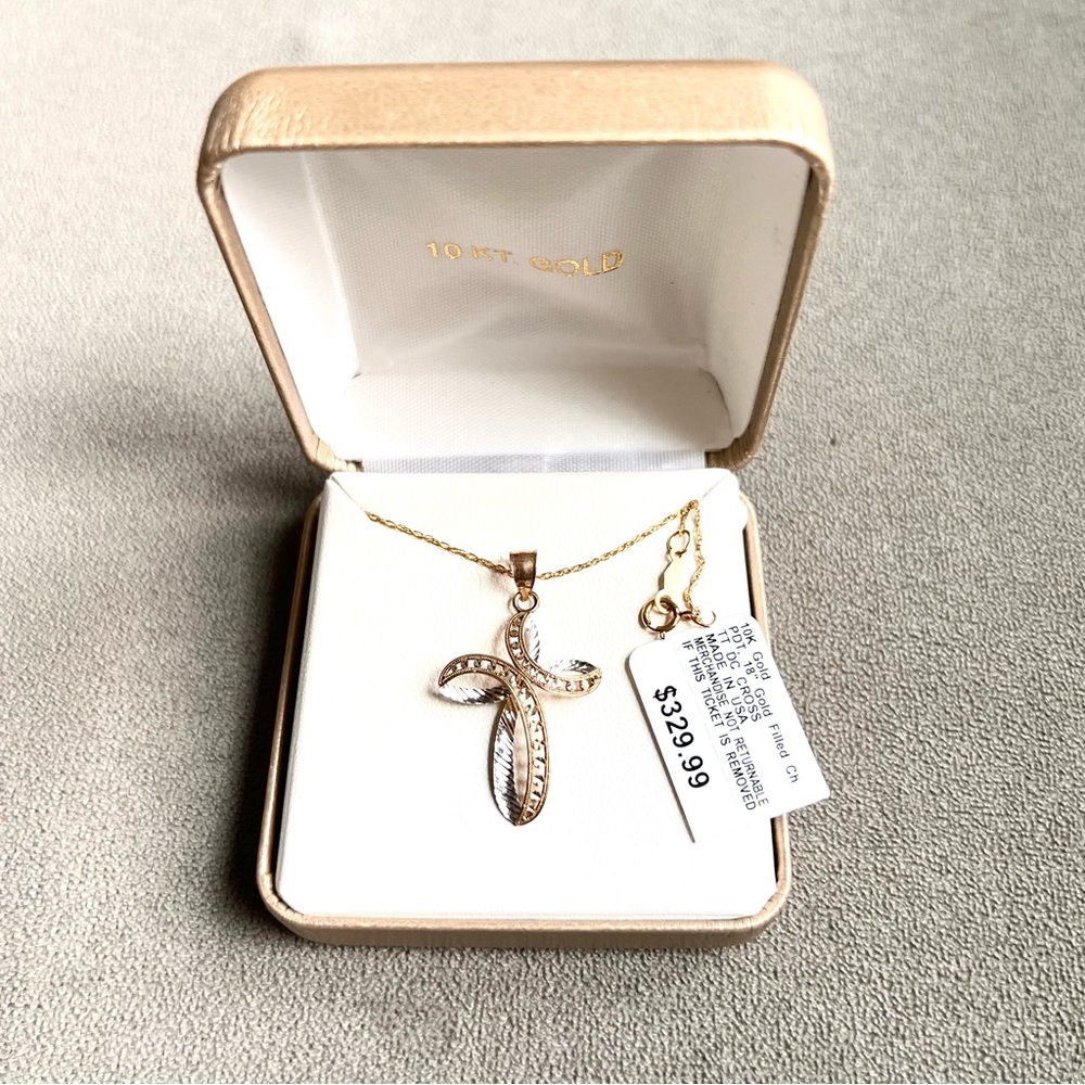 10K Gold Cross Necklace NWT